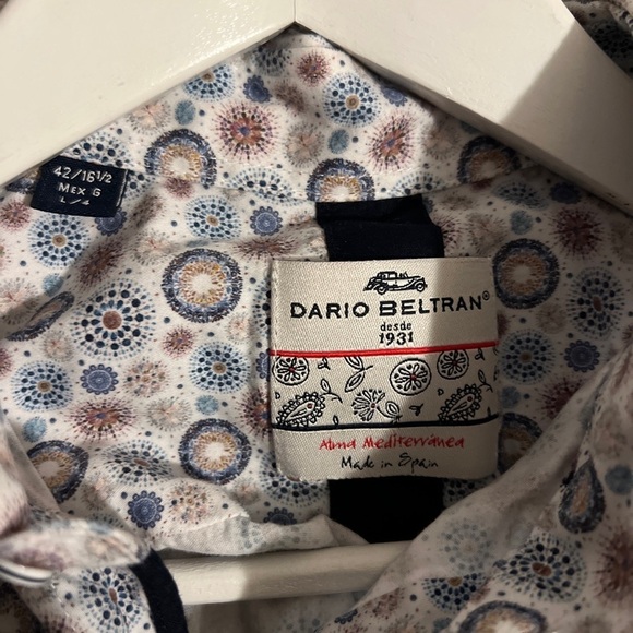 Dario Beltran shirt size L 42 16 1/2 embroidery Logo multi color print design - Picture 3 of 7